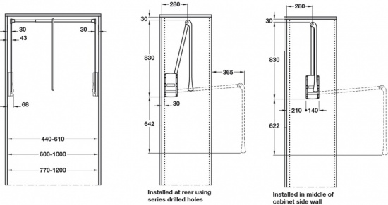 Hafele Pull Out Wardrobe Rail Internal Wardrobe Width 440 1200 Mm